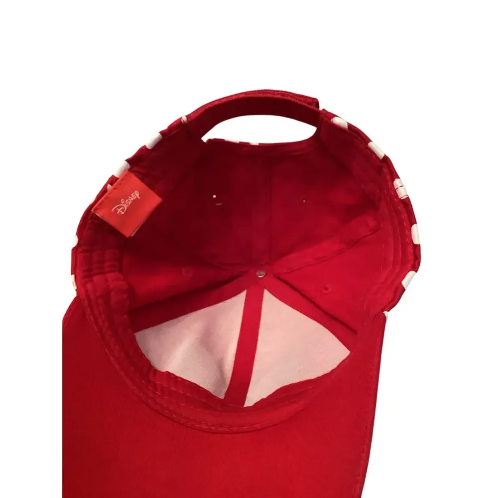 NWOT Disney Minnie Mouse Red Polka Dot Embroidered Signature Bow Baseball Cap